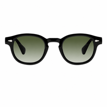 Athena panto sunglasses, black frame with green fade lenses — DSaint Eyewear