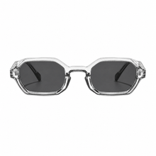 Monaco narrow hexagon sunglasses, crystal frame with grey lenses — DSaint Eyewear